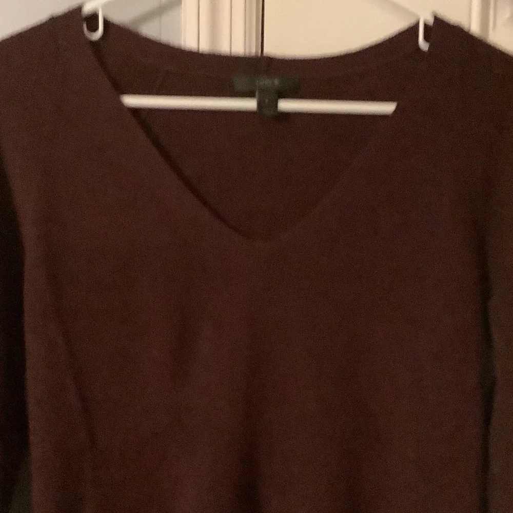 J. Crew V-Neck Sweater in Rich‎ garnet, wool, small